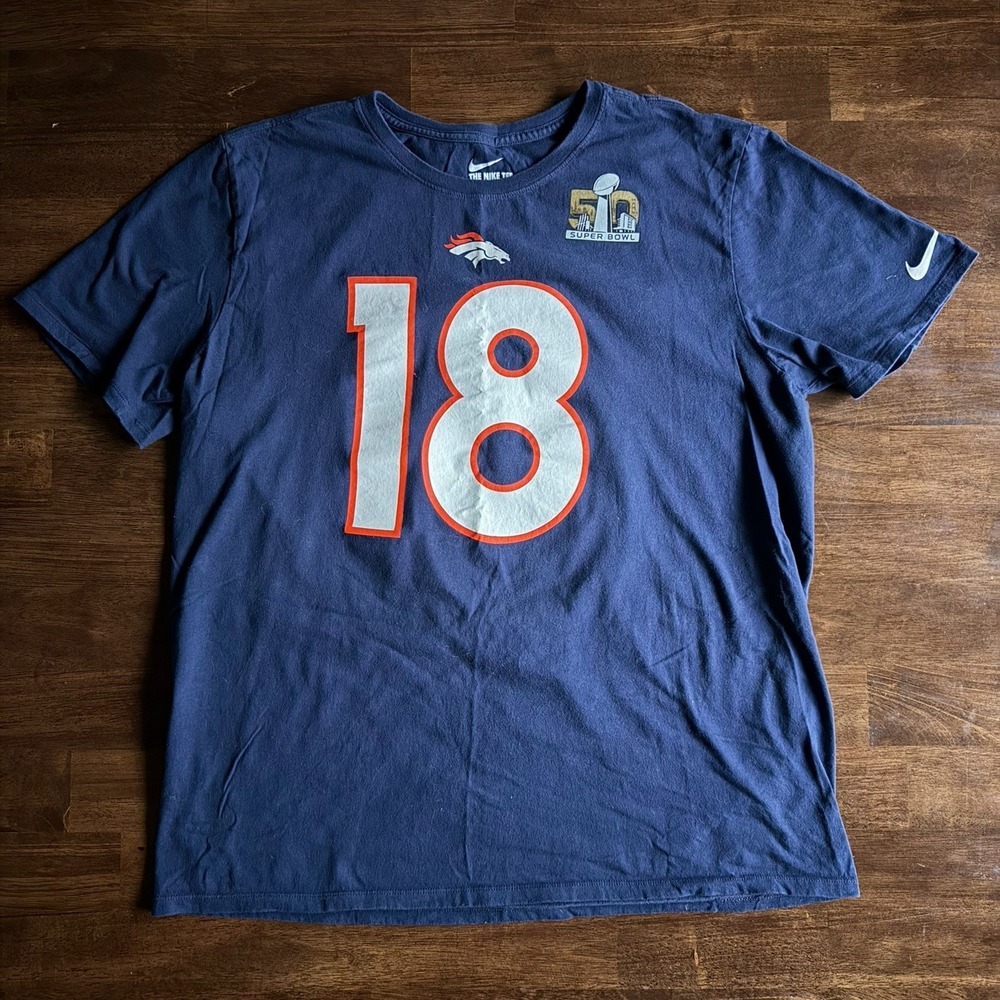 Super Bowl 50 Denver Broncos Peyton Manning #18 Shirt Mens Size XL NFL Football